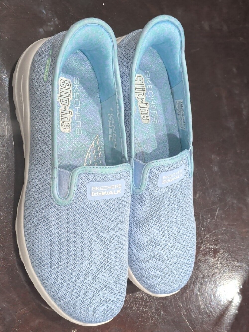 Skechers Light Blue Slip-On GOwalk Sneakers Women - Picture 2 of 9